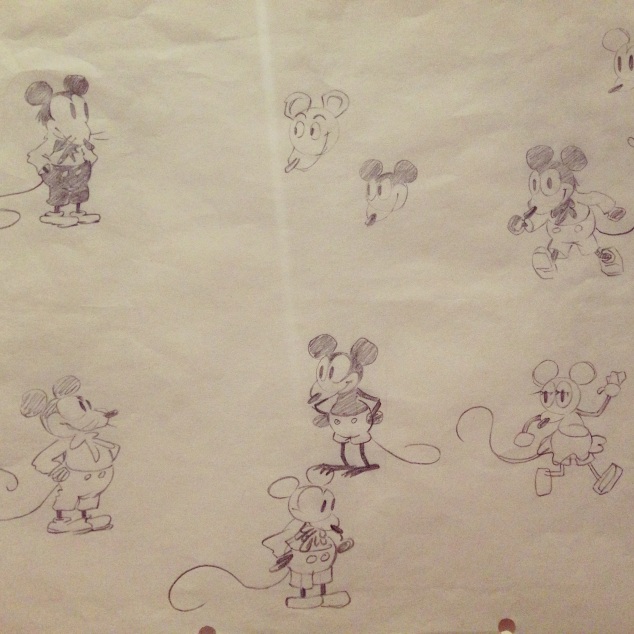 Walt's earliest known drawings of Mickey Mouse